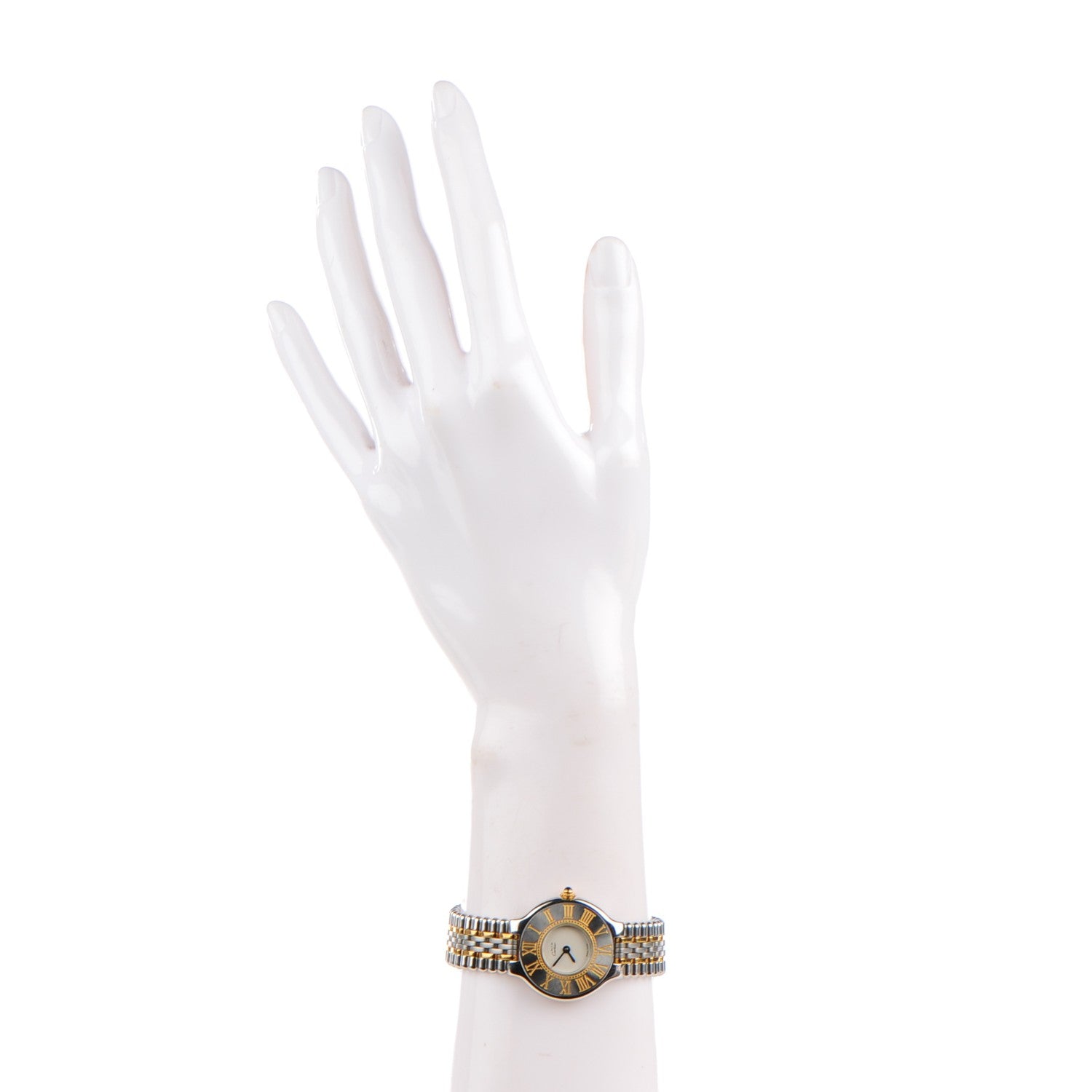 Cartier Stainless Steel 18K Yellow Gold 28mm Must De 21 Bullet Link Quartz Watch 2 of 7