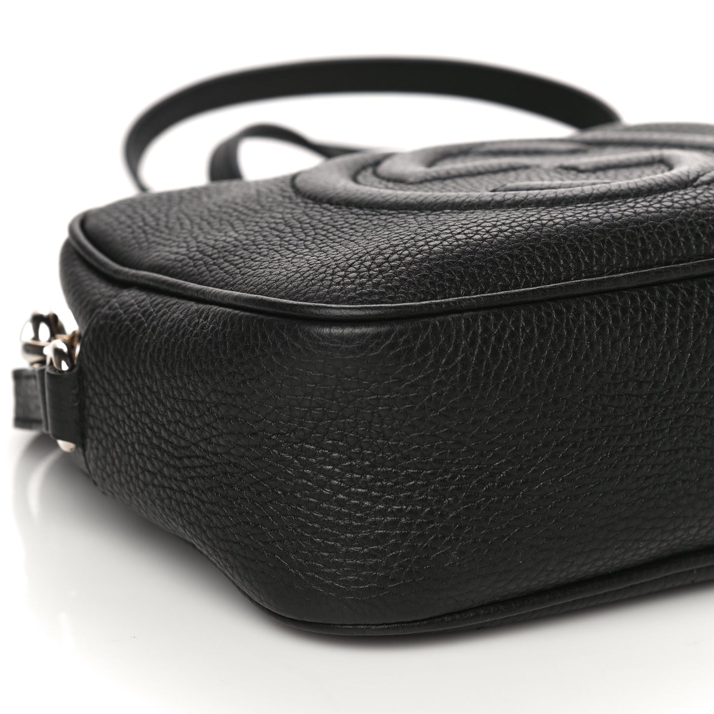 Pebbled Calfskin Small Soho Disco Bag Black