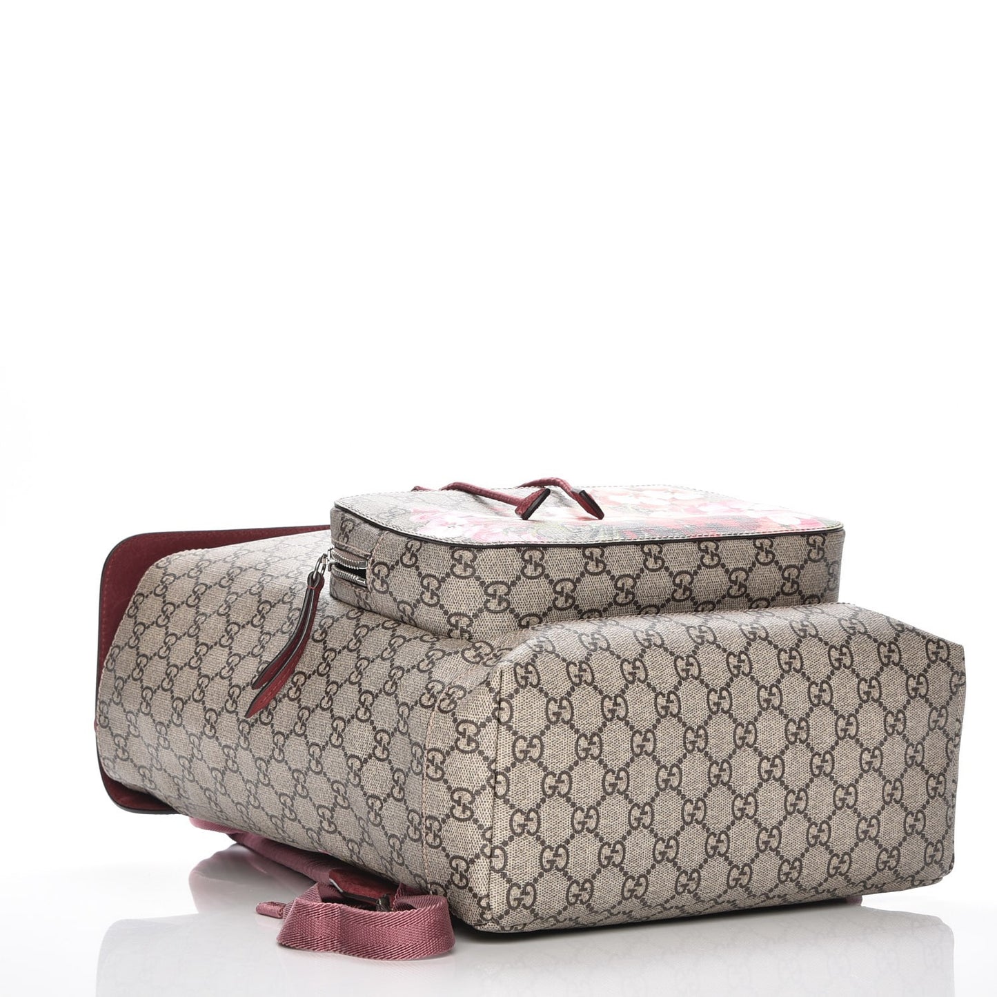 GG Supreme Monogram Blooms Medium Single Buckle Backpack Beige Multicolor Dry Rose