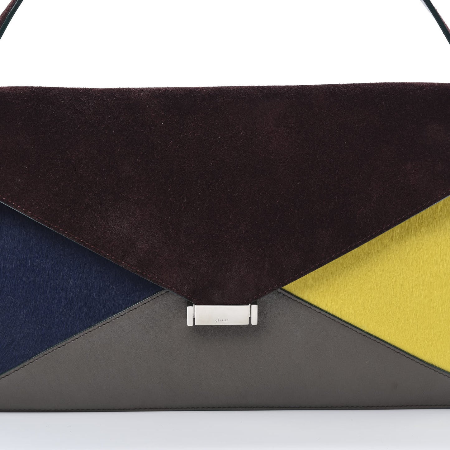 Suede Calfskin Pony Hair Medium Tri-Color Diamond Shoulder Bag Blood