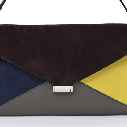 Celine Suede Calfskin Pony Hair Medium Tri-Color Diamond Shoulder Bag Blood 8 of 13