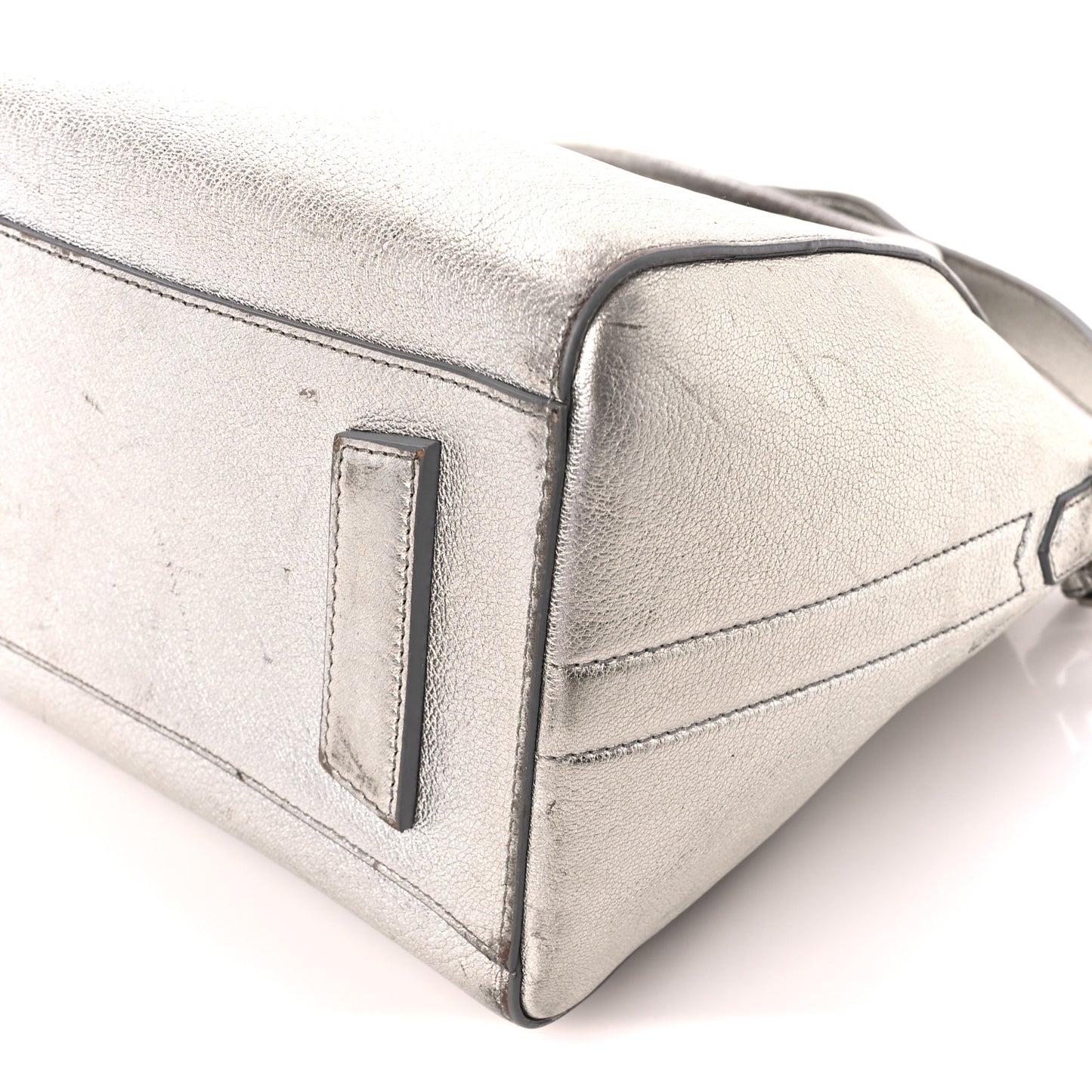 Metallic Sugar Goatskin Small Antigona Silver