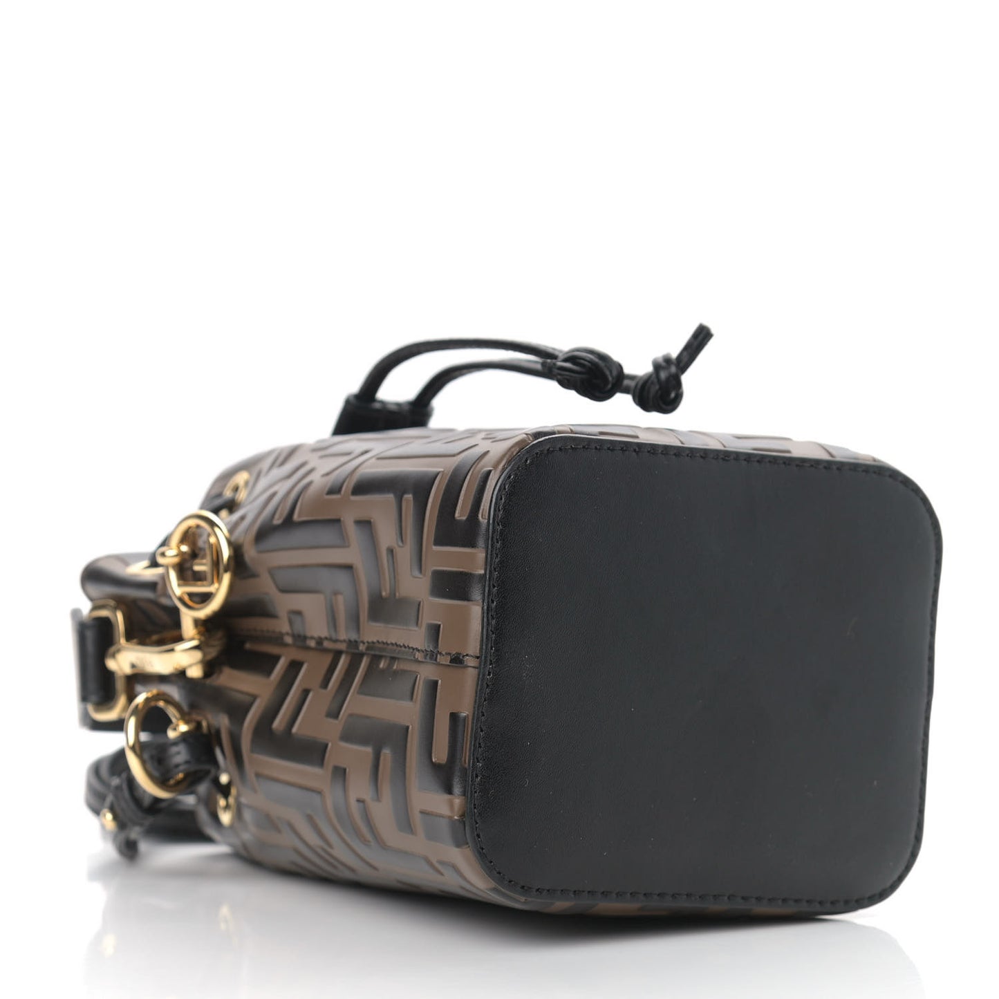 Vitello Liberty F is Fendi Bi-Color FF 1974 Embossed Mini Mon Tresor Bucket Bag Maya Black