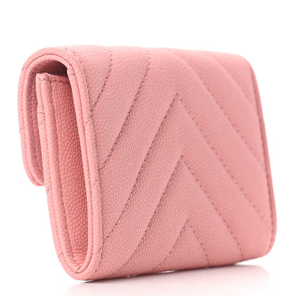 Chanel Caviar Flat Chevron Quilted Flap Card Holder Pink 3 of 7