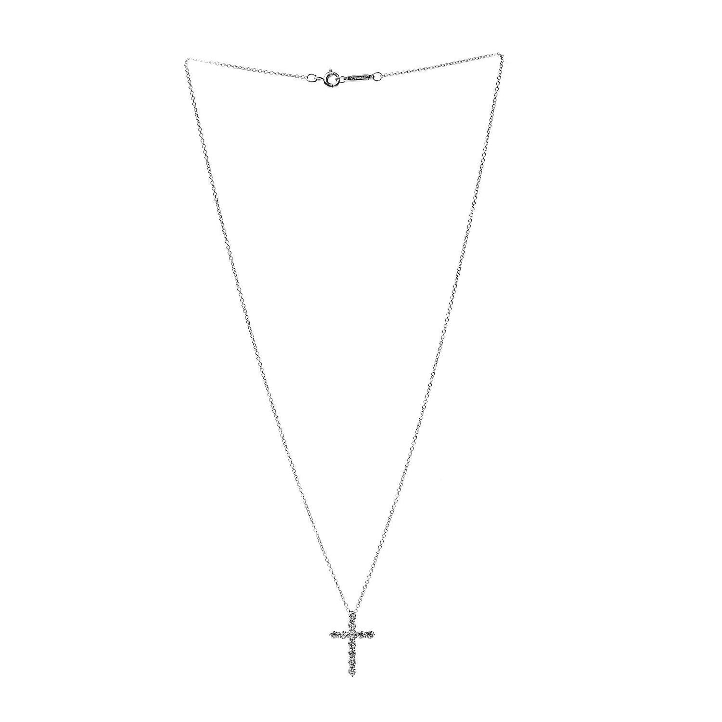 Platinum Diamond Small Cross Pendant Necklace