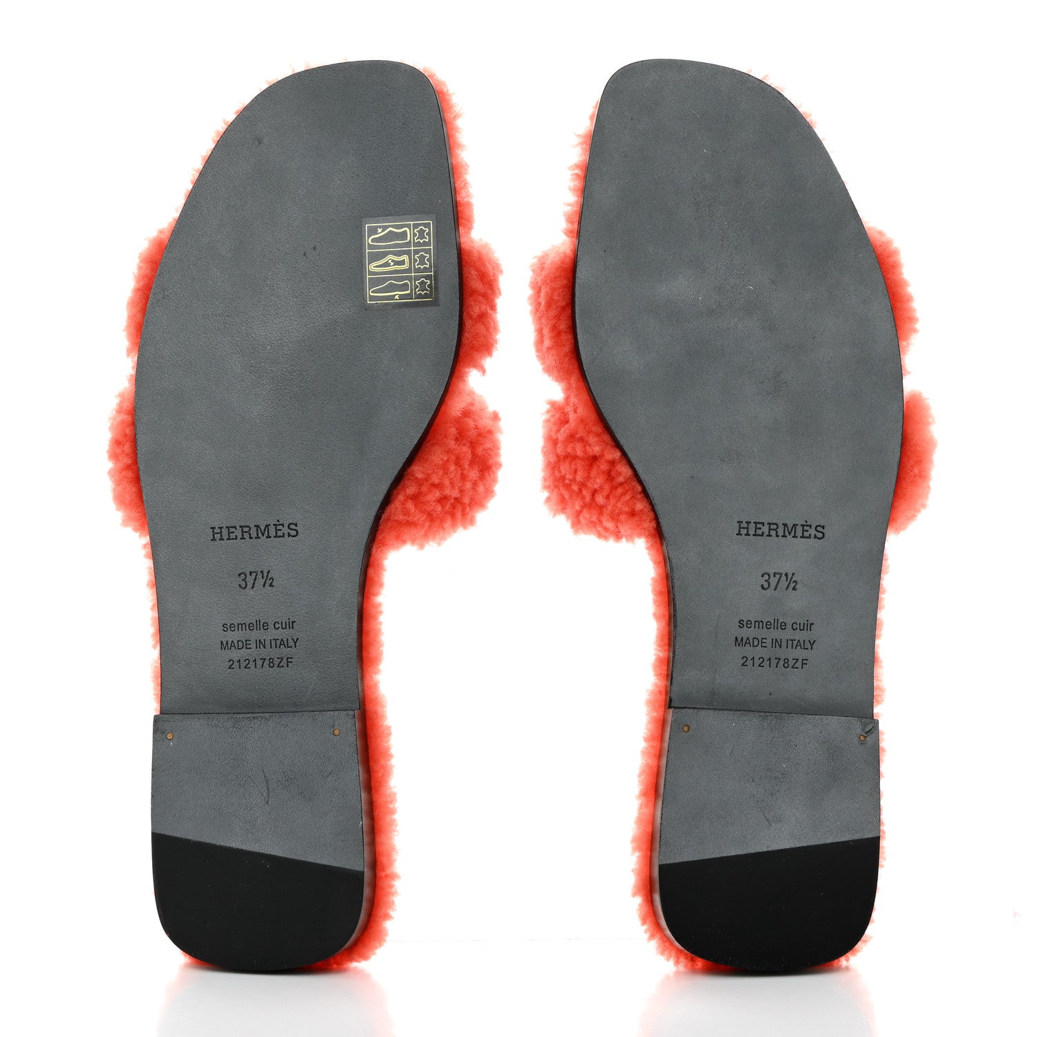 Hermes Woolskin Oran Sandals 37.5 Orange 5 of 8
