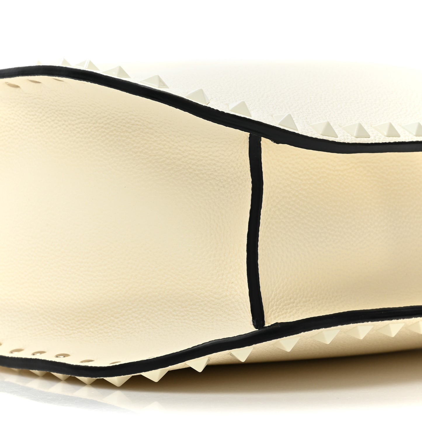 Grainy Calfskin Rockstud Flip-Lock Hobo Bag Ivory