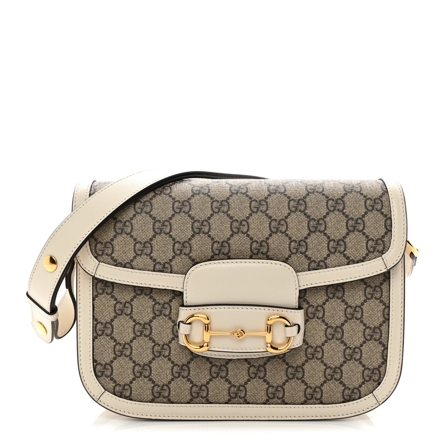 Gucci GG Supreme Monogram Horsebit 1955 Shoulder Bag Beige Mystic White 1 of 10