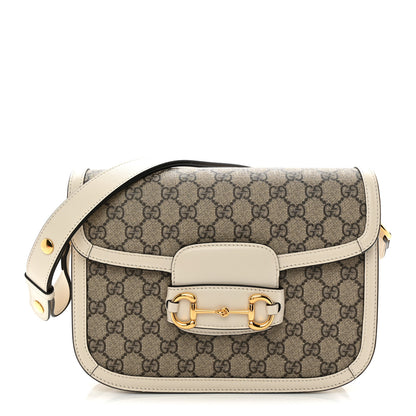 Gucci GG Supreme Monogram Horsebit 1955 Shoulder Bag Beige Mystic White 1 of 10