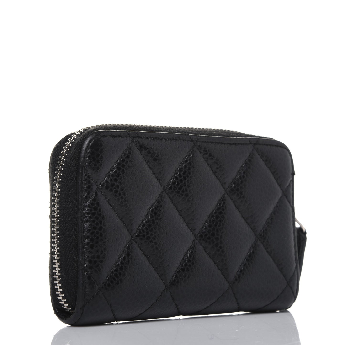 Caviar Quilted Zip Coin Purse Black