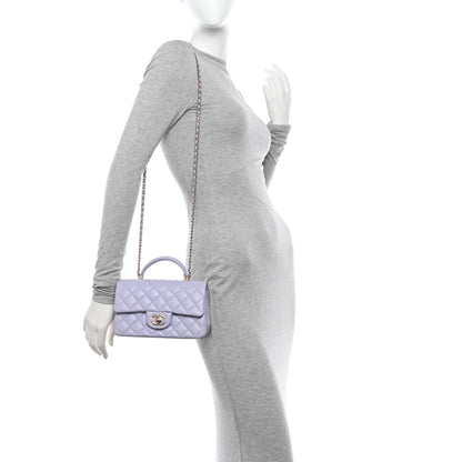 Chanel Lambskin Quilted Mini Top Handle Rectangular Flap Light Purple 2 of 12