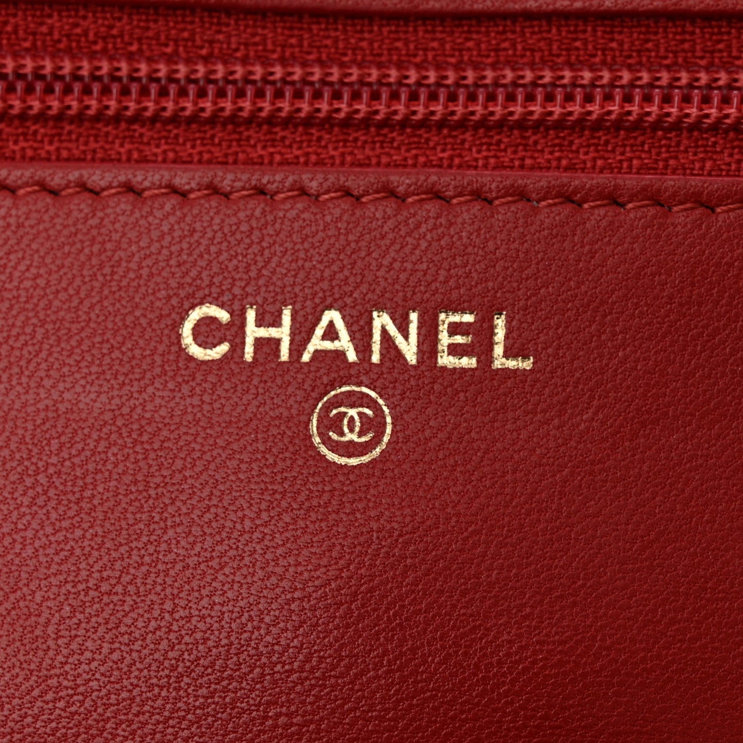 Lambskin Quilted Trendy CC Wallet On Chain WOC Red