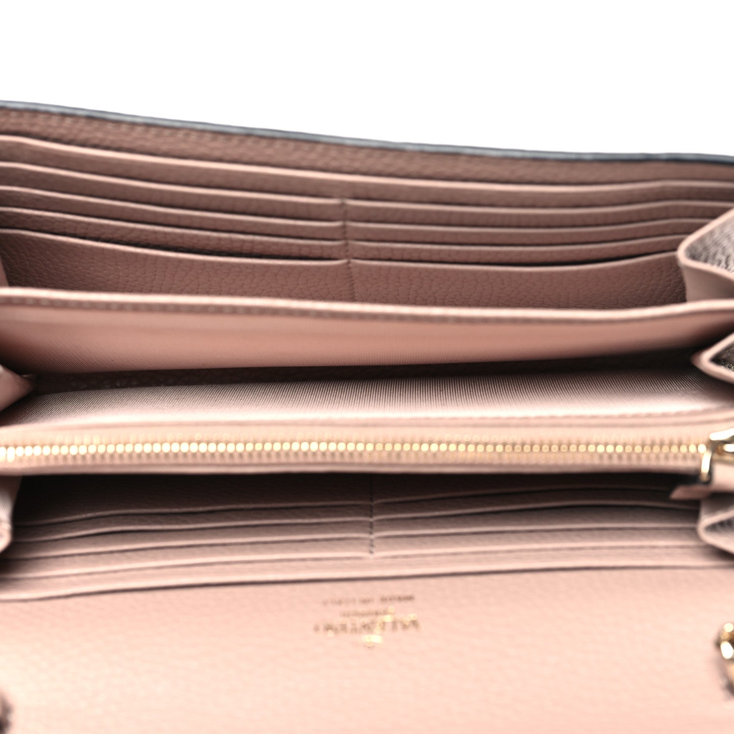 Valentino Garavani Pebbled Calfskin Rockstud Envelope Wallet on Chain Poudre 5 of 12