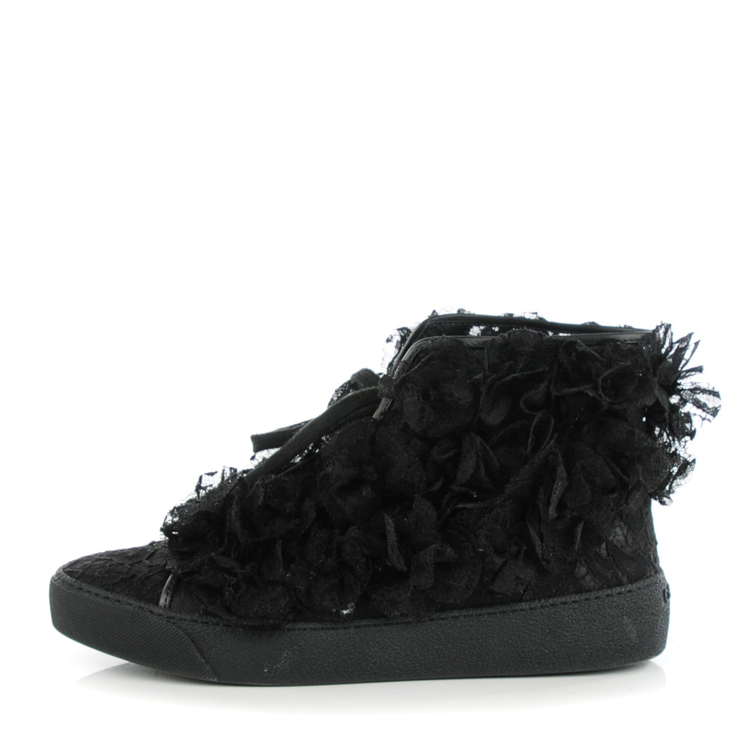 Lace Mesh Camellia High Top Sneakers 38 Black