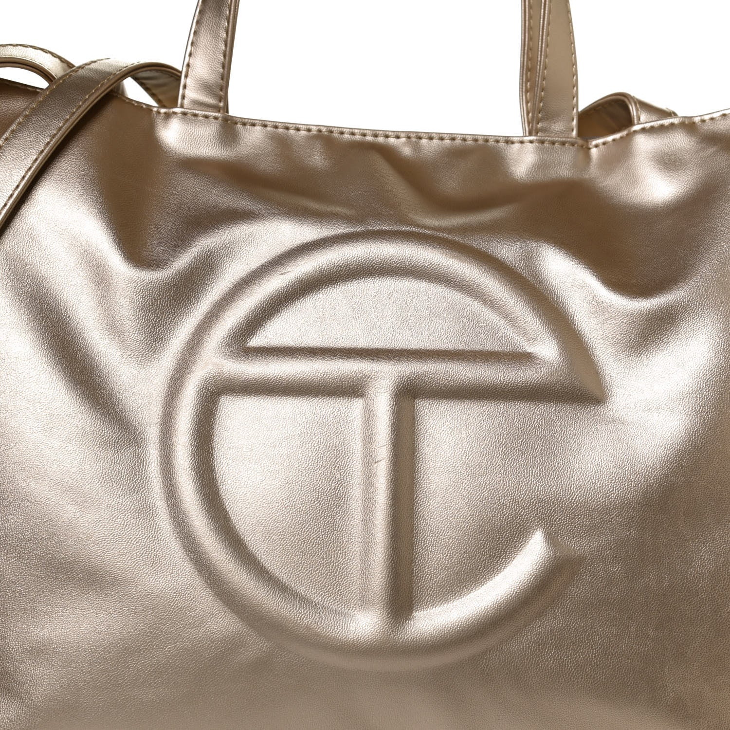 Telfar Metallic Vegan Leather Large Shopping Bag Gold 9 of 12