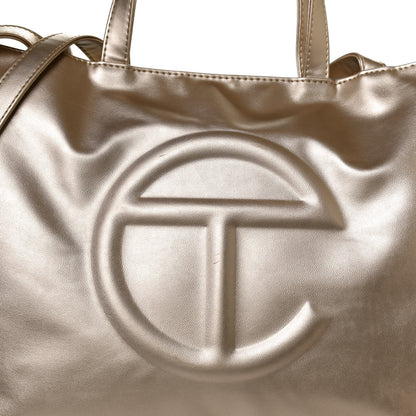 Telfar Metallic Vegan Leather Large Shopping Bag Gold 9 of 12
