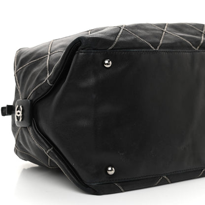 Chanel Calfskin Quilted Chain Stitch Bowler Bag Black 8 of 11