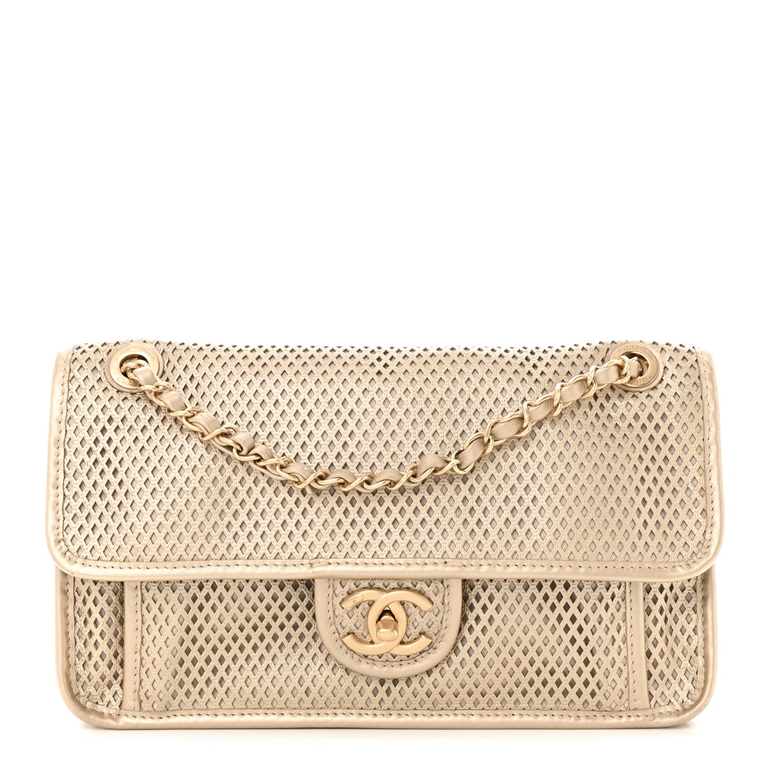 Chanel Metallic Perforated Calfskin Medium Up In The Air Flap Gold 1 of 10