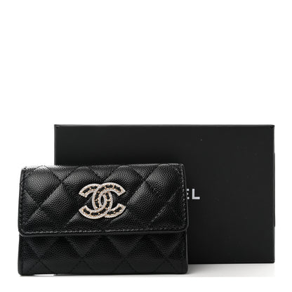 Chanel Caviar Quilted Crystal CC Flap Card Holder Black 10 of 10