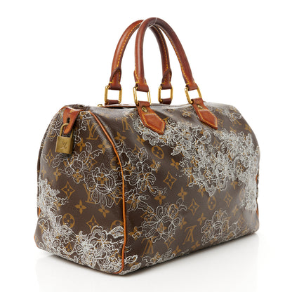 Louis Vuitton Monogram Dentelle Speedy 30 Silver 3 of 16