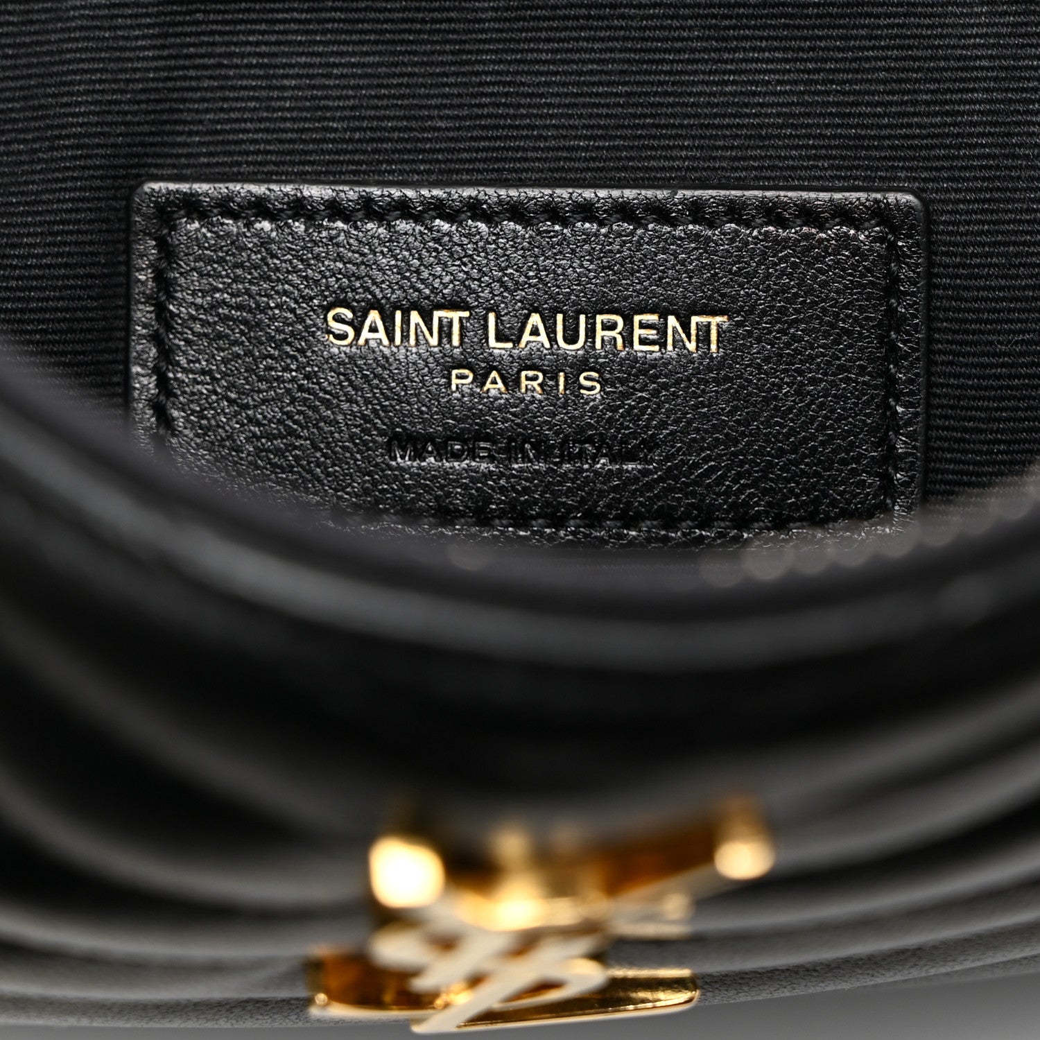 Saint Laurent Calfskin Matelasse Chevron Monogram A5 Wristlet Black 6 of 7