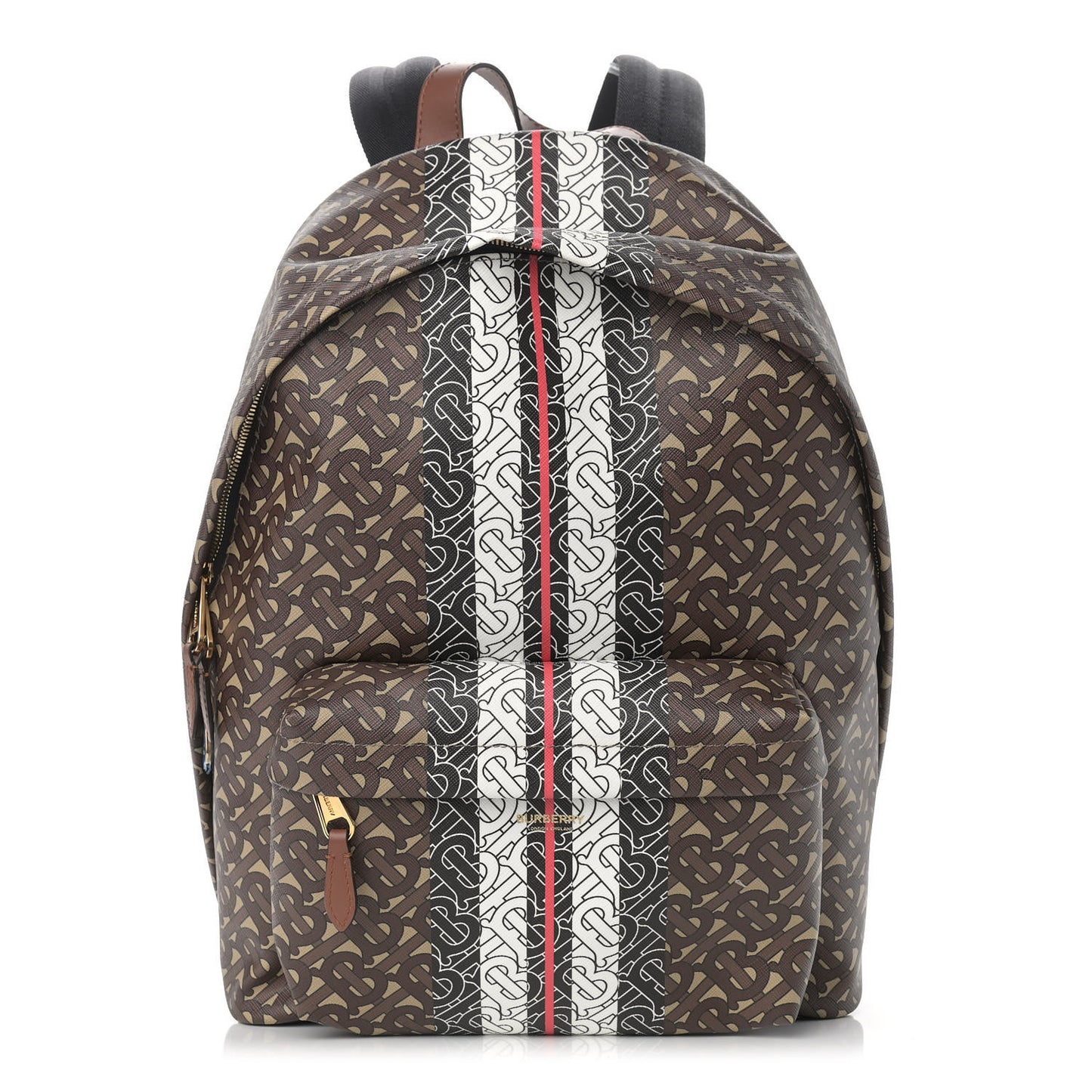 E-Canvas Monogram Stripe Backpack Bridle Brown
