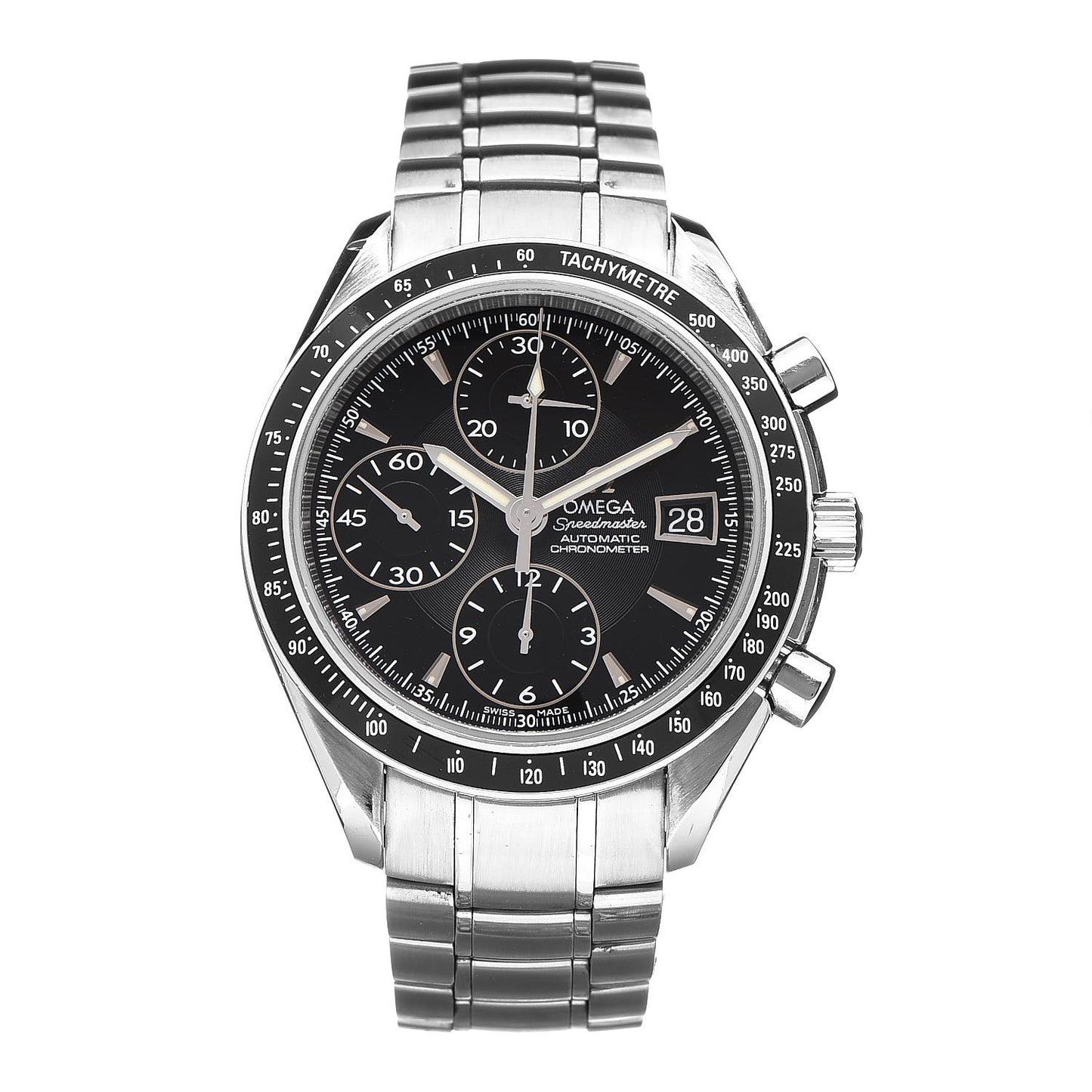 Stainless Steel 40mm Speedmaster Date Automatic Watch Black 3210.50
