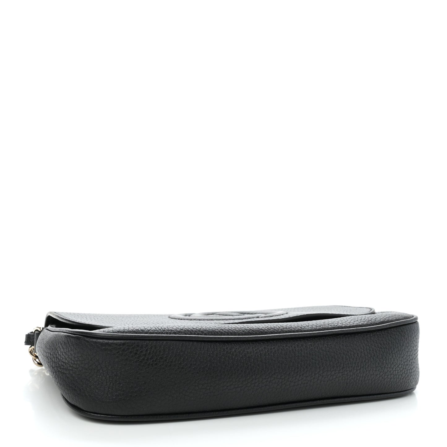 Pebbled Calfskin Medium Soho Flap Crossbody Black
