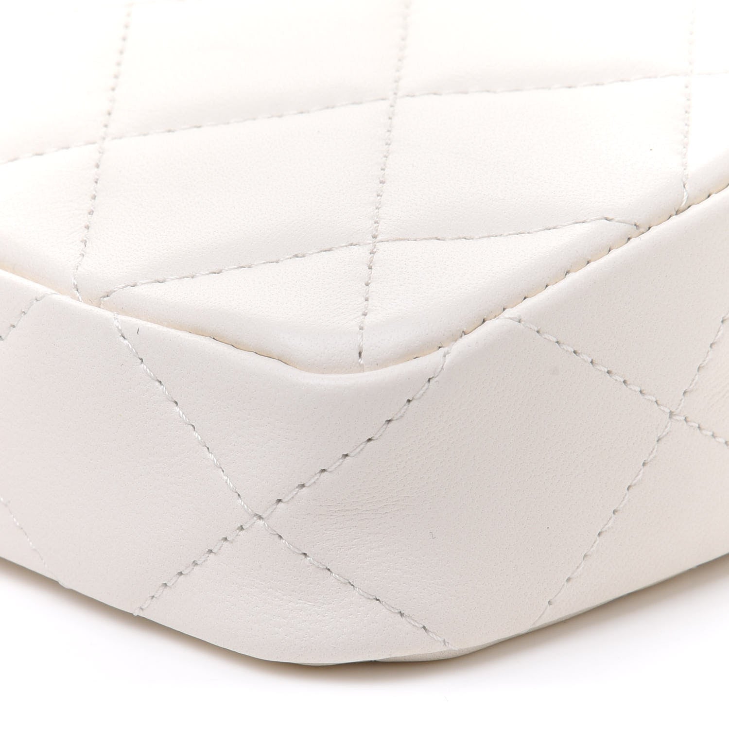Chanel Lambskin Quilted Tiny Shopping Clutch With Chain White 10 of 11