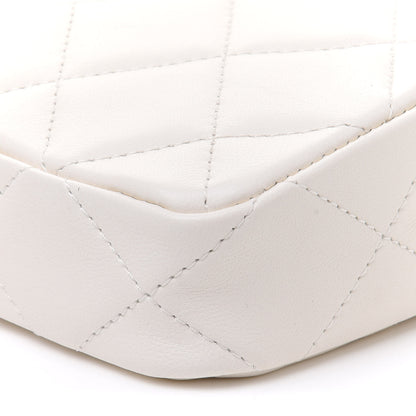 Chanel Lambskin Quilted Tiny Shopping Clutch With Chain White 10 of 11