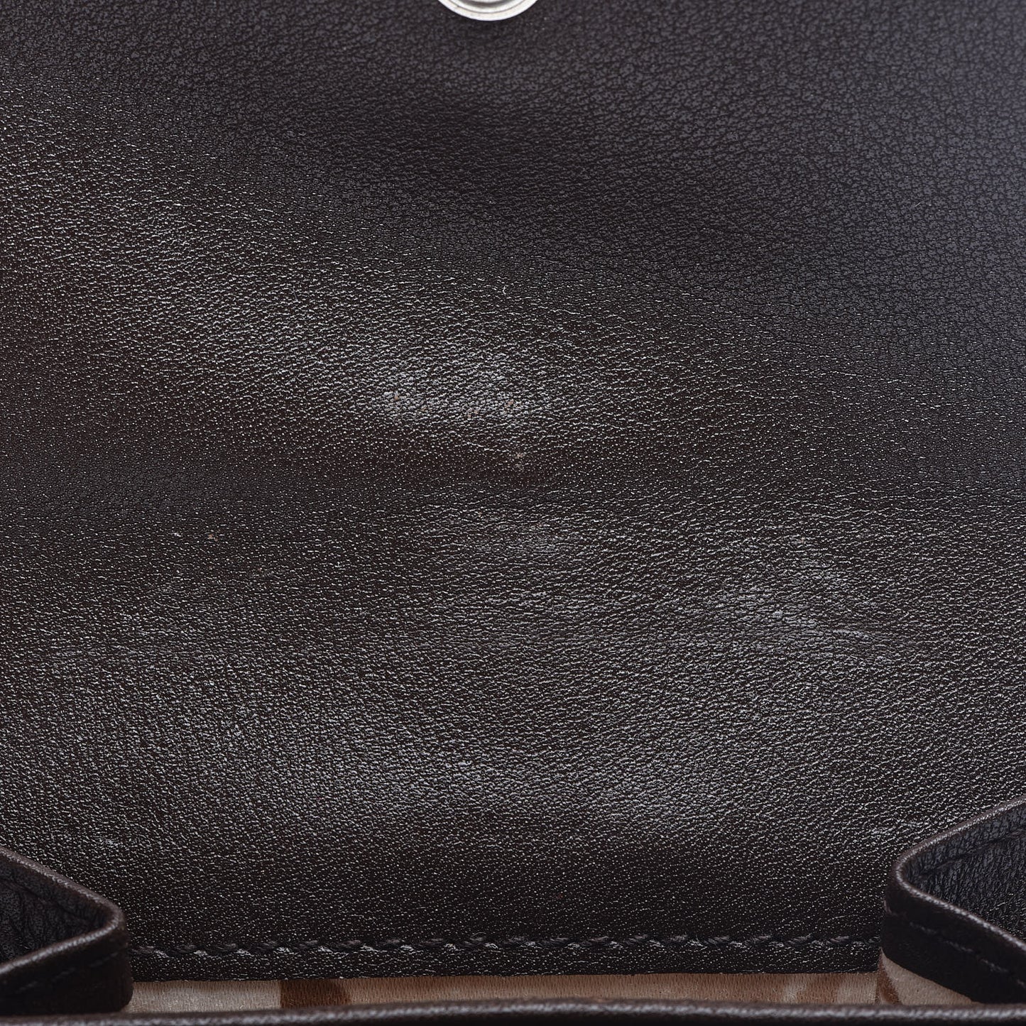Calfskin Detective Compact Wallet Marron Fonce