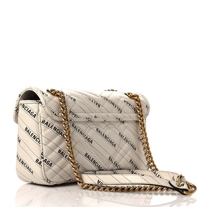 Gucci X BALENCIAGA Calfskin Matelasse Logo Print Small GG Marmont Shoulder Bag White 3 of 11