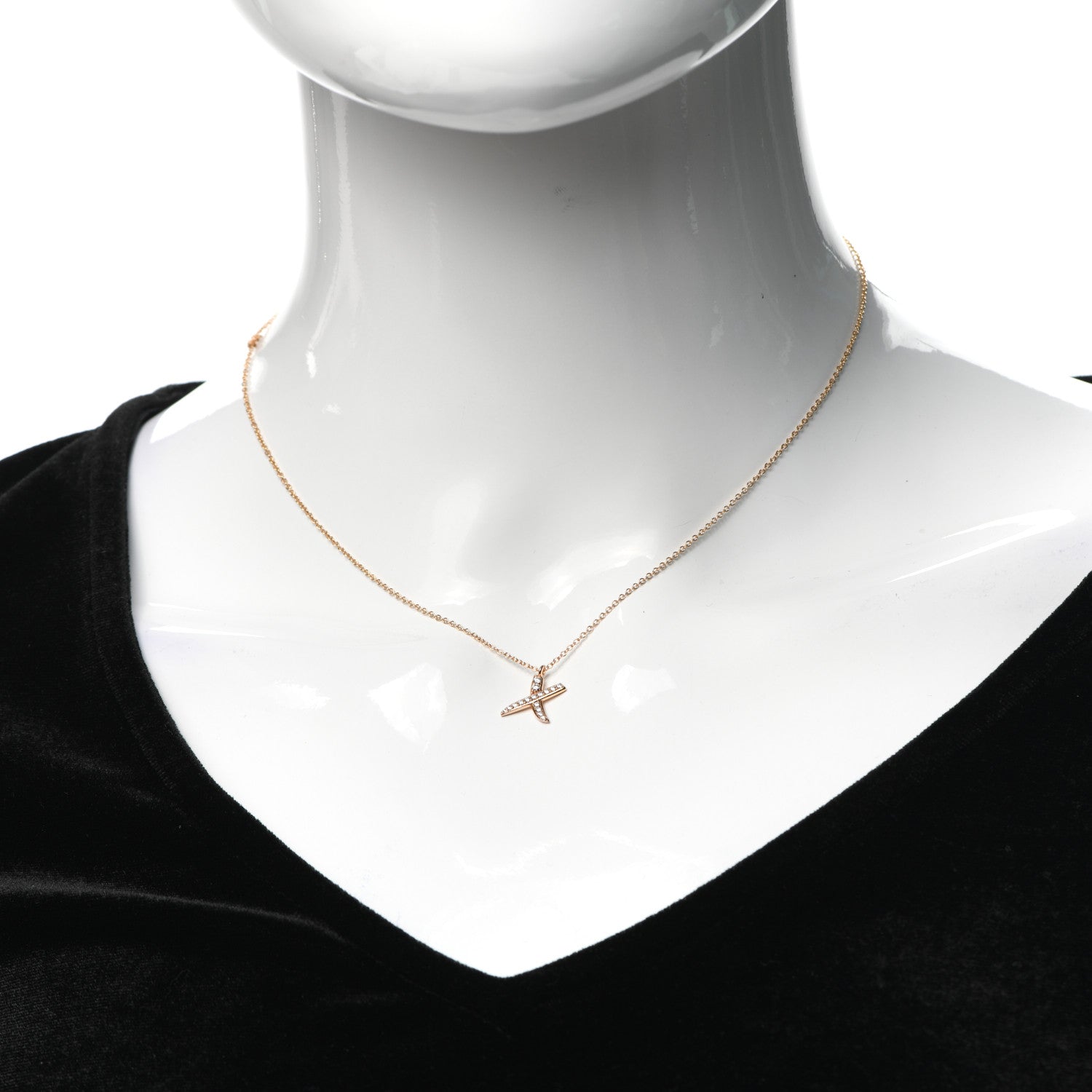 Tiffany 18K Rose Gold Diamond Paloma Picasso Graffiti X Pendant Necklace 2 of 5