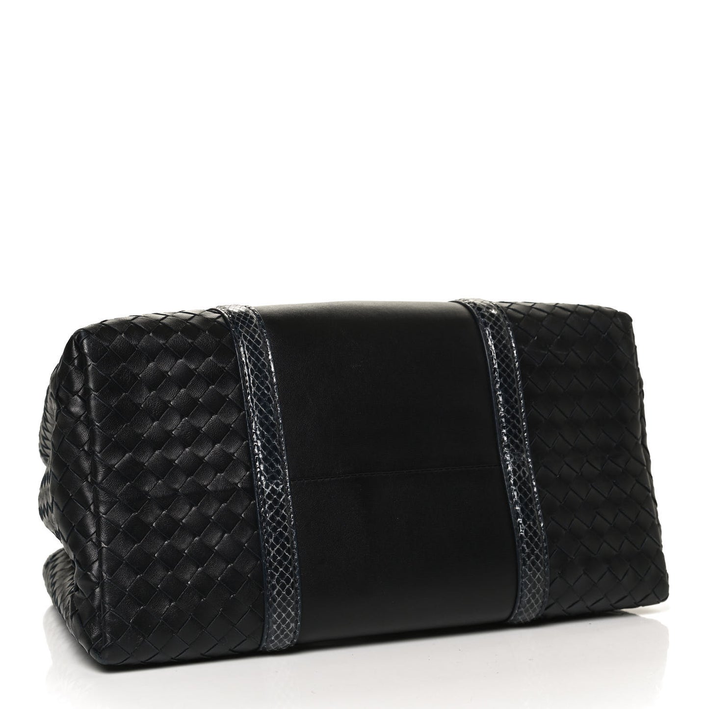Nappa Intrecciato Snakeskin Small Flow Wave Tote Black