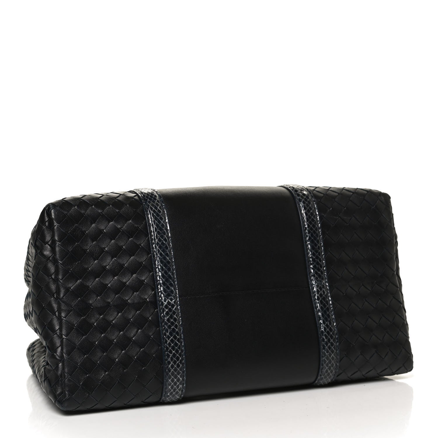 Bottega Veneta Nappa Intrecciato Snakeskin Small Flow Wave Tote Black 3 of 12