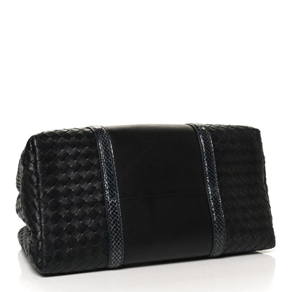 Bottega Veneta Nappa Intrecciato Snakeskin Small Flow Wave Tote Black 3 of 12