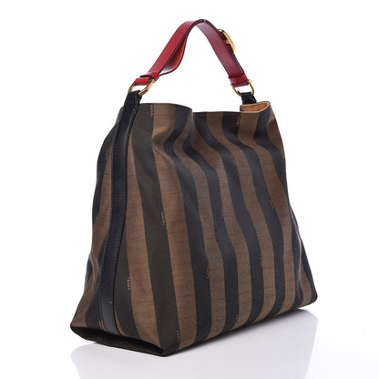Fendi Pequin Cuoio Vegetale Large Hobo Tobacco Rosso Black 3 of 13