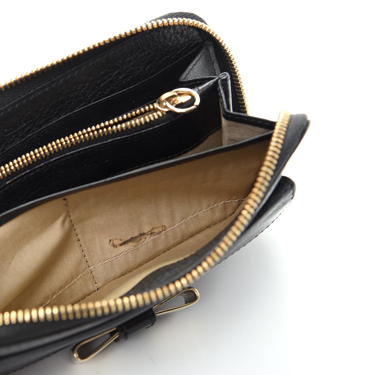 Calfskin Lily Zip Around Wallet Black