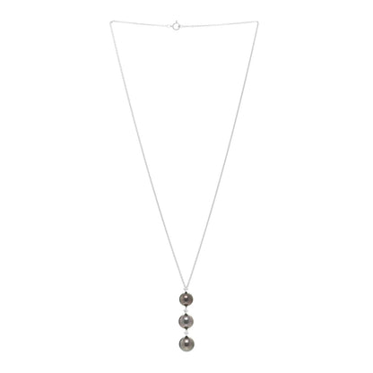 Mikimoto 18K White Gold Diamond South Sea Pearl Three Pearl Drop Necklace 3 of 4