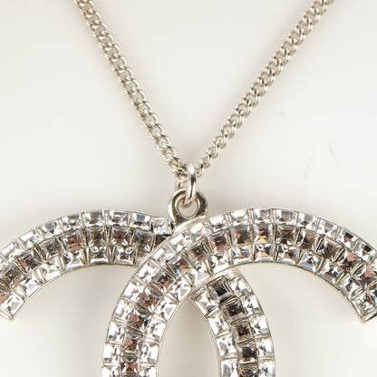 Chanel Crystal Baguette CC Necklace Silver 3 of 6