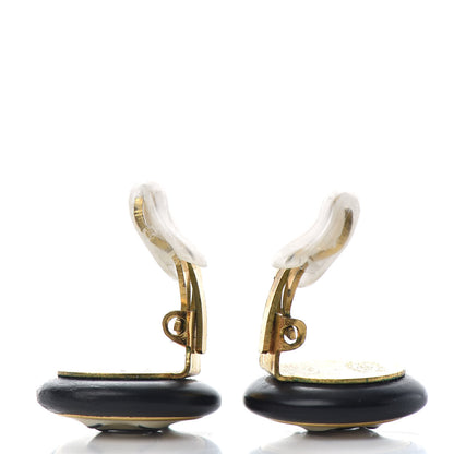 Chanel Resin CC Clip On Earrings Black White 3 of 4
