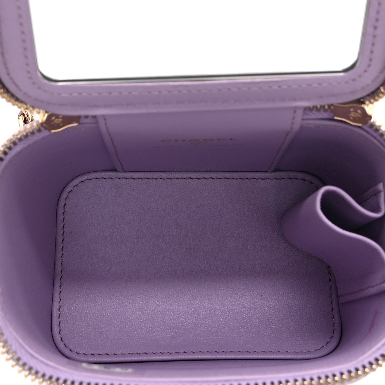 Chanel Lambskin Quilted Top Handle Mini Vanity Case With Chain