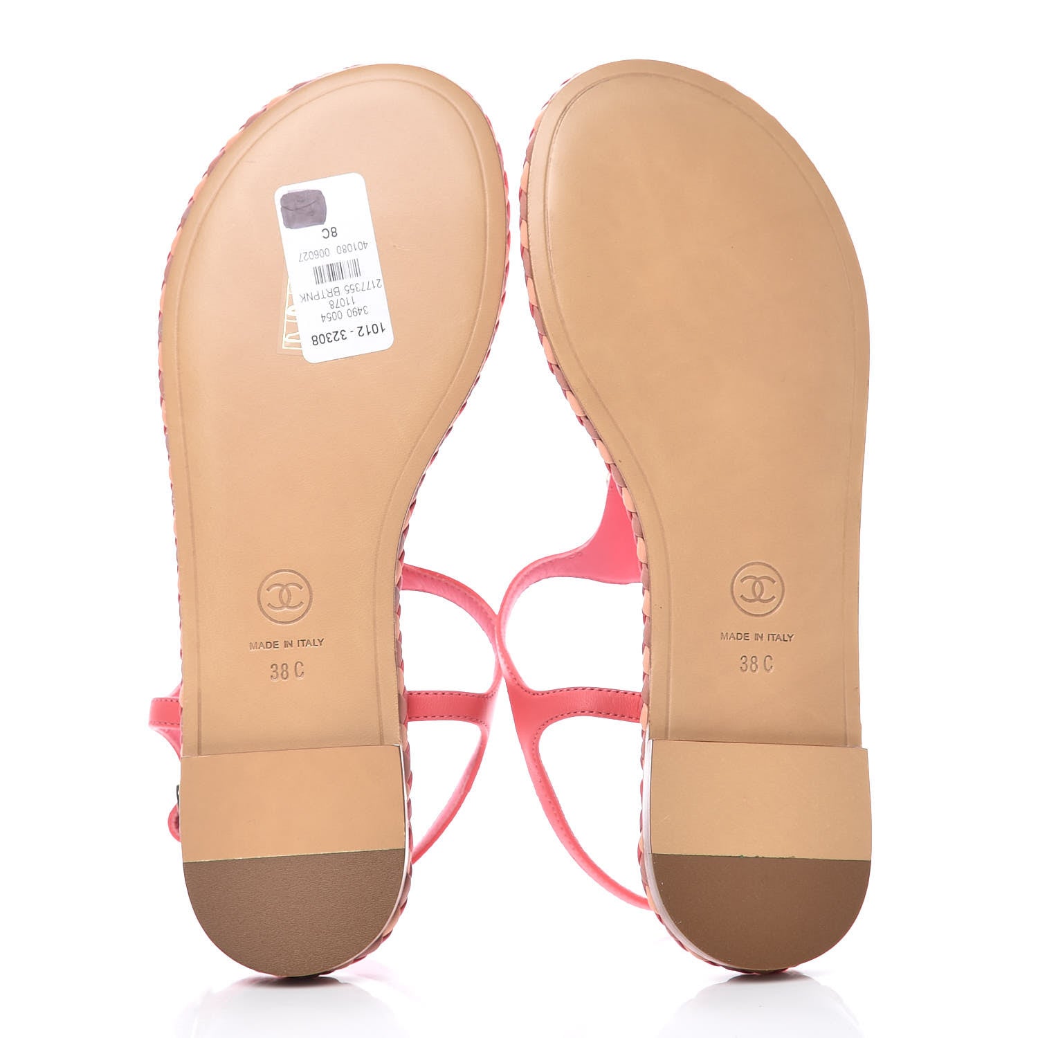Chanel Lambskin CC Chain Thong Sandals 38 Bright Pink 6 of 8
