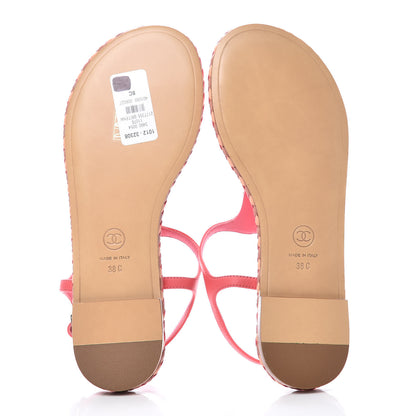 Chanel Lambskin CC Chain Thong Sandals 38 Bright Pink 6 of 8