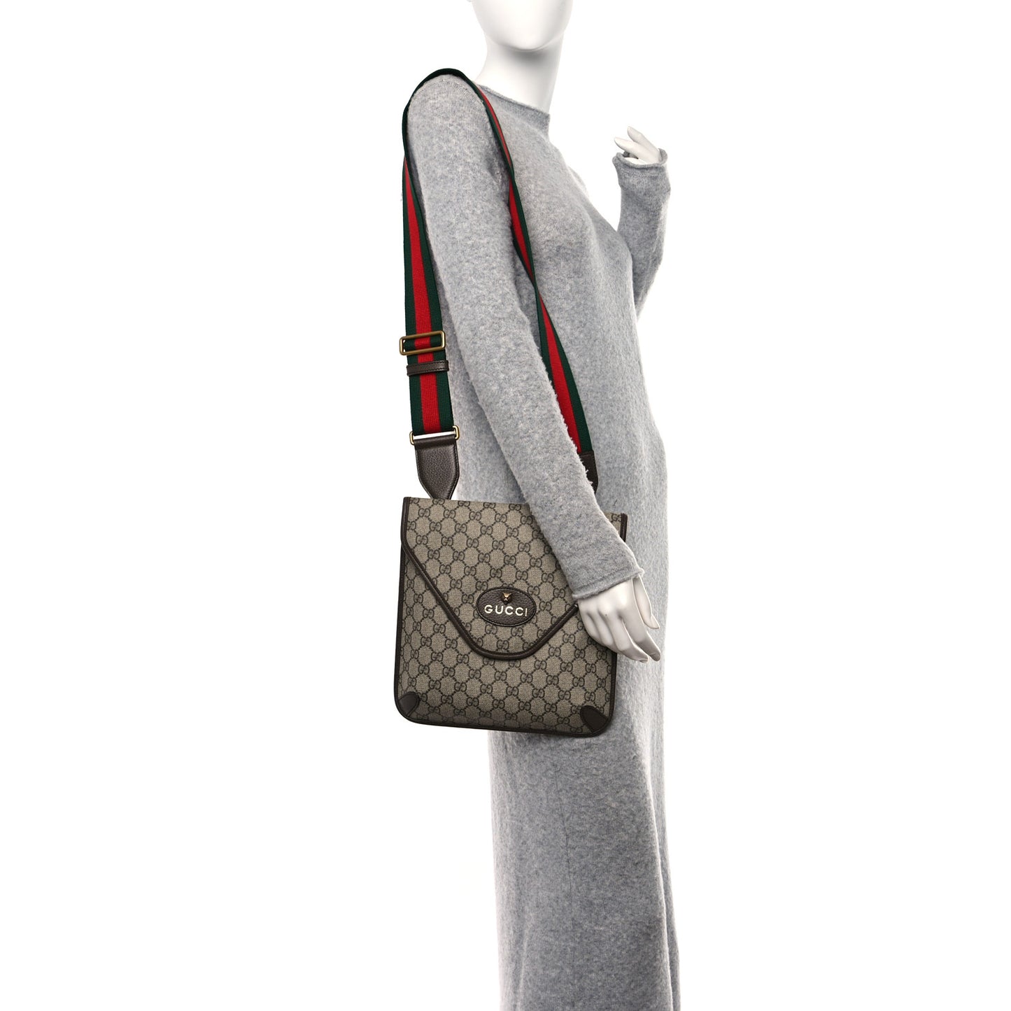 GG Supreme Monogram Web Medium Neo Vintage Flap Messenger Bag Beige New Acero