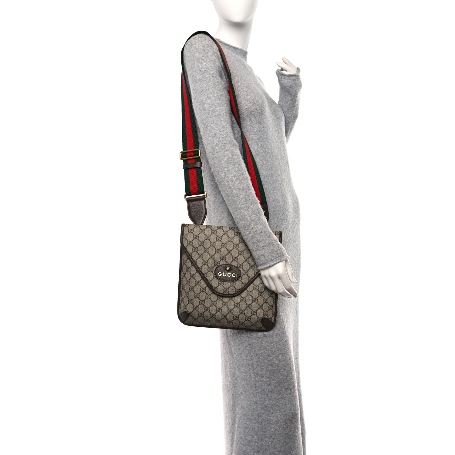 Gucci GG Supreme Monogram Web Medium Neo Vintage Flap Messenger Bag Beige New Acero 2 of 11