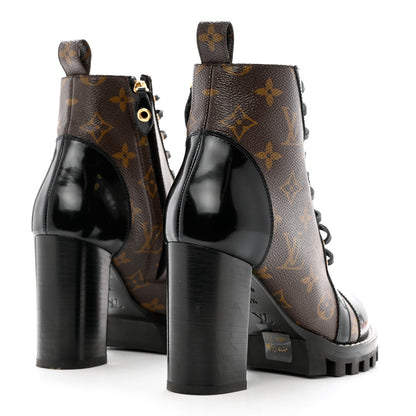 Louis Vuitton Patent Calfskin Monogram Star Trail Ankle Boots 36.5 Black 4 of 11