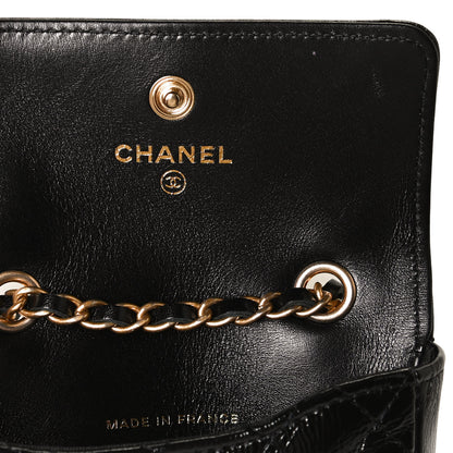 Chanel Shiny Aged Calfskin Quilted Waist Belt Bag Black 9 of 12