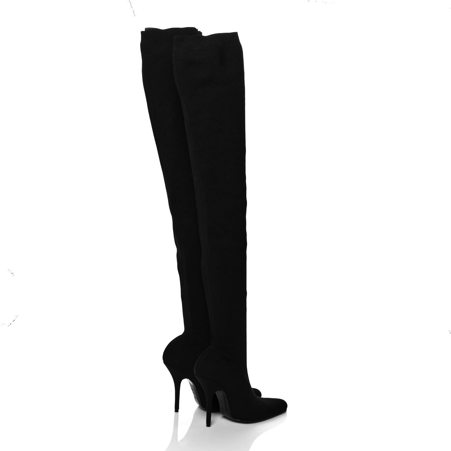 Spandex Round Toe Knife Thigh High Boots 38 Black