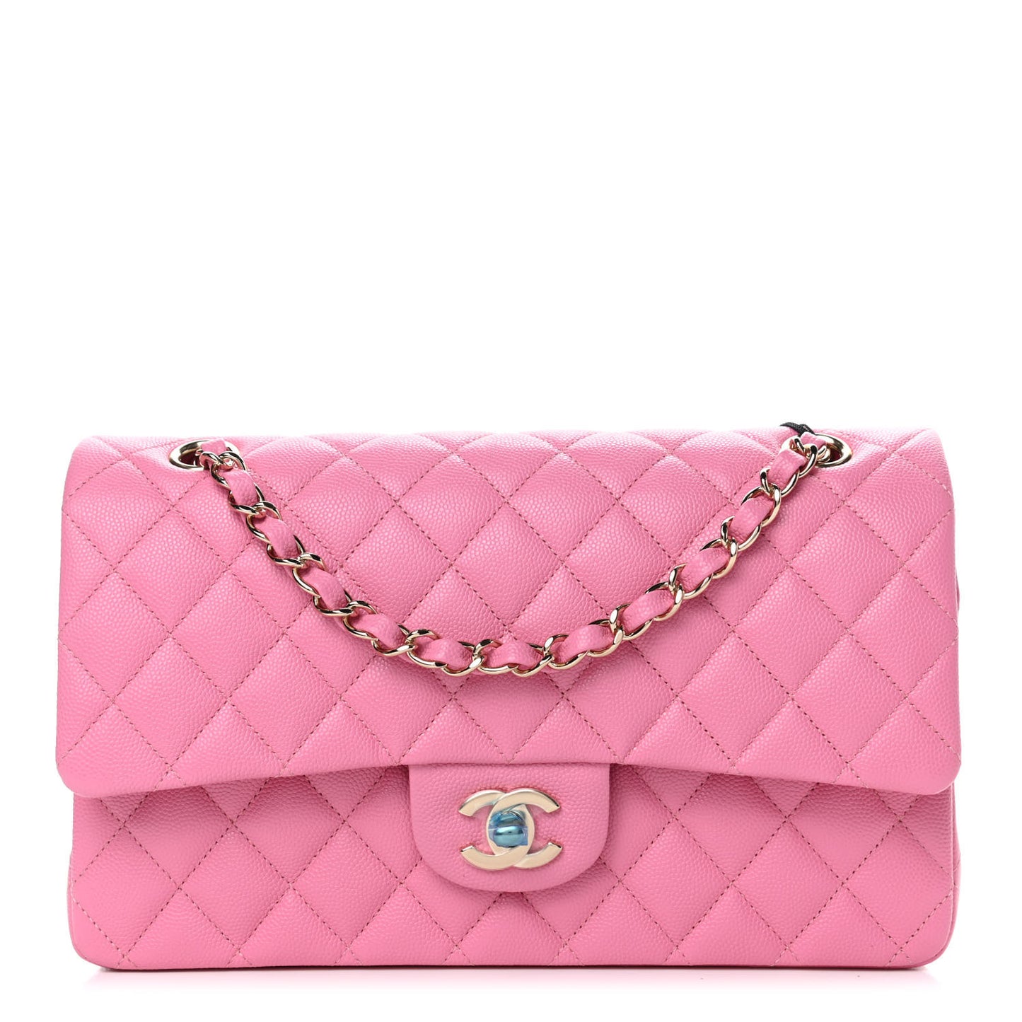 Caviar Quilted Medium Double Flap Pink